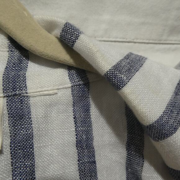 Chicos Large Sleeveless Cardigan Vest Blue and White Belted MISSING SIZE TAG - Picture 2 of 8